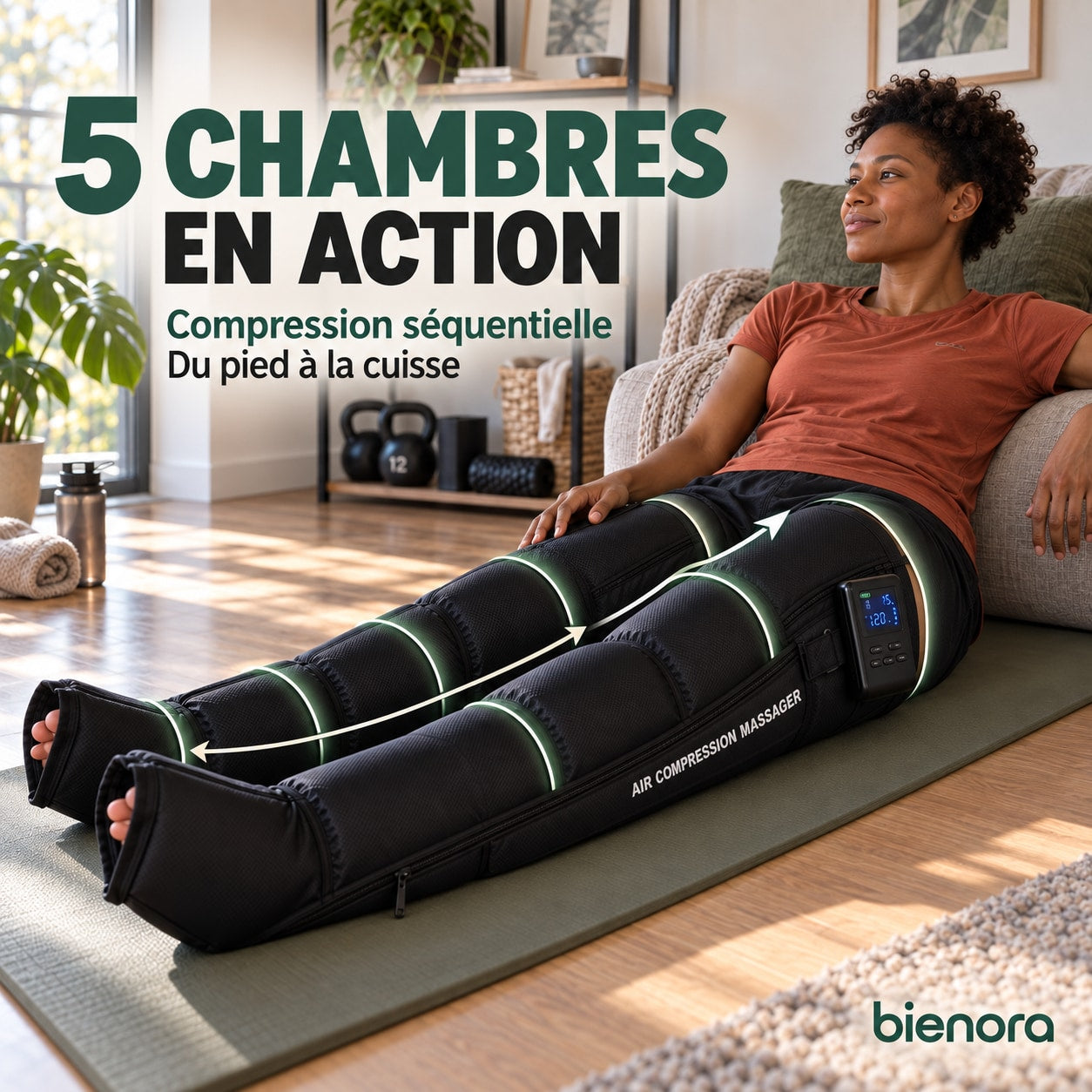 Cinq chambres en action : compression séquentielle du pied à la cuisse