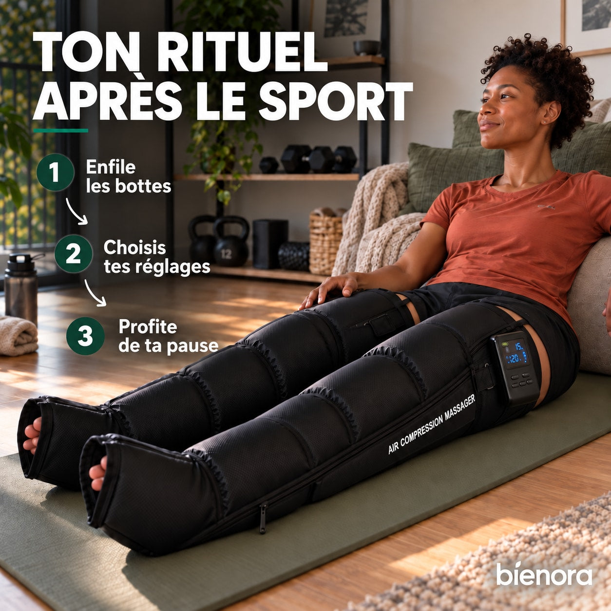 Ton rituel après le sport : enfile les bottes, choisis tes réglages, profite de ta pause